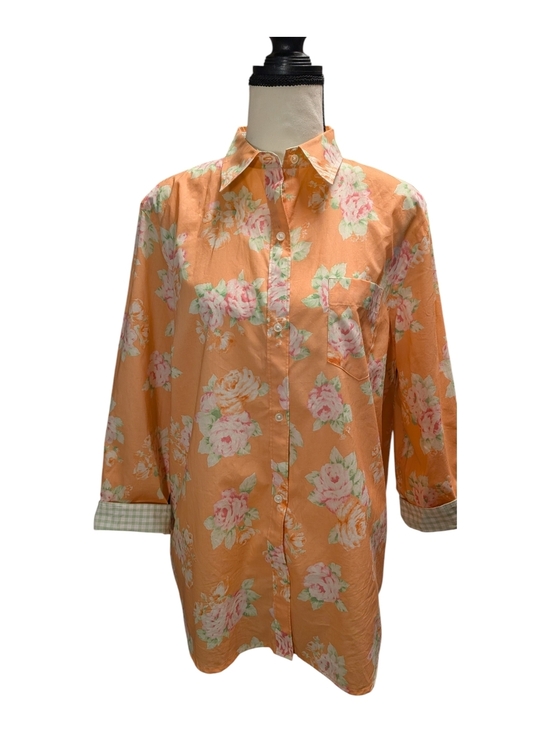 Jones New York Tops - NWT Jones New York Signature Peach Floral Cotton Button-Up